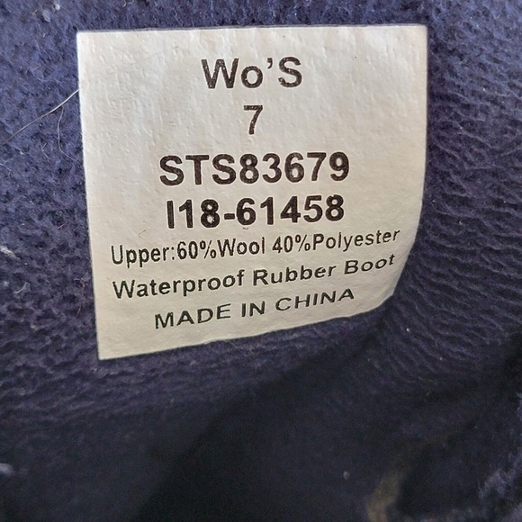 Sperry Saltwater Quilted Wedge Tide Wool Blue Brown Duck Boots Women Size 7 - Picture 13 of 14